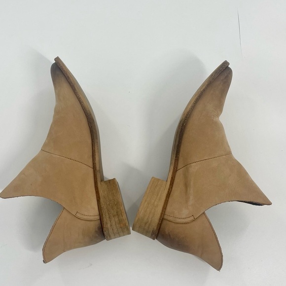 Anthropologie Crevo Britain Tan Boho Western Leather Distressed Ankle Bootie 7.5 - Picture 9 of 11